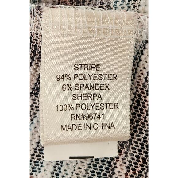 Self Esteem Black Teal Orange Sherpa Collar Cardigan Medium Hooded - Picture 5 of 5